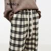 MO&Co. Plaid High-Waist Straight-Leg Trousers