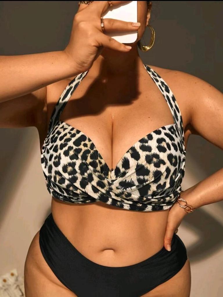 2024 Plus Size High Waist Bikini with Hard Cups - European & American Sexy Style