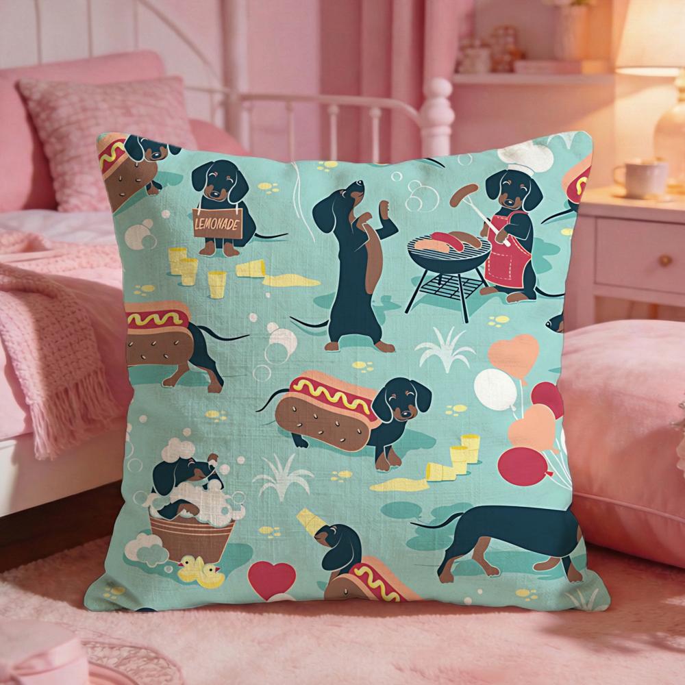 AnimalSausage dogS Cushion Cover Premium Comfort Reversible Pillow Cove Two in One Design for Any Room Car Interior
