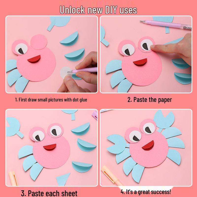 Colorful Dot Glue Pen for Kids' Crafts & Journals - Quick-Drying, Student-Friendly Tape.