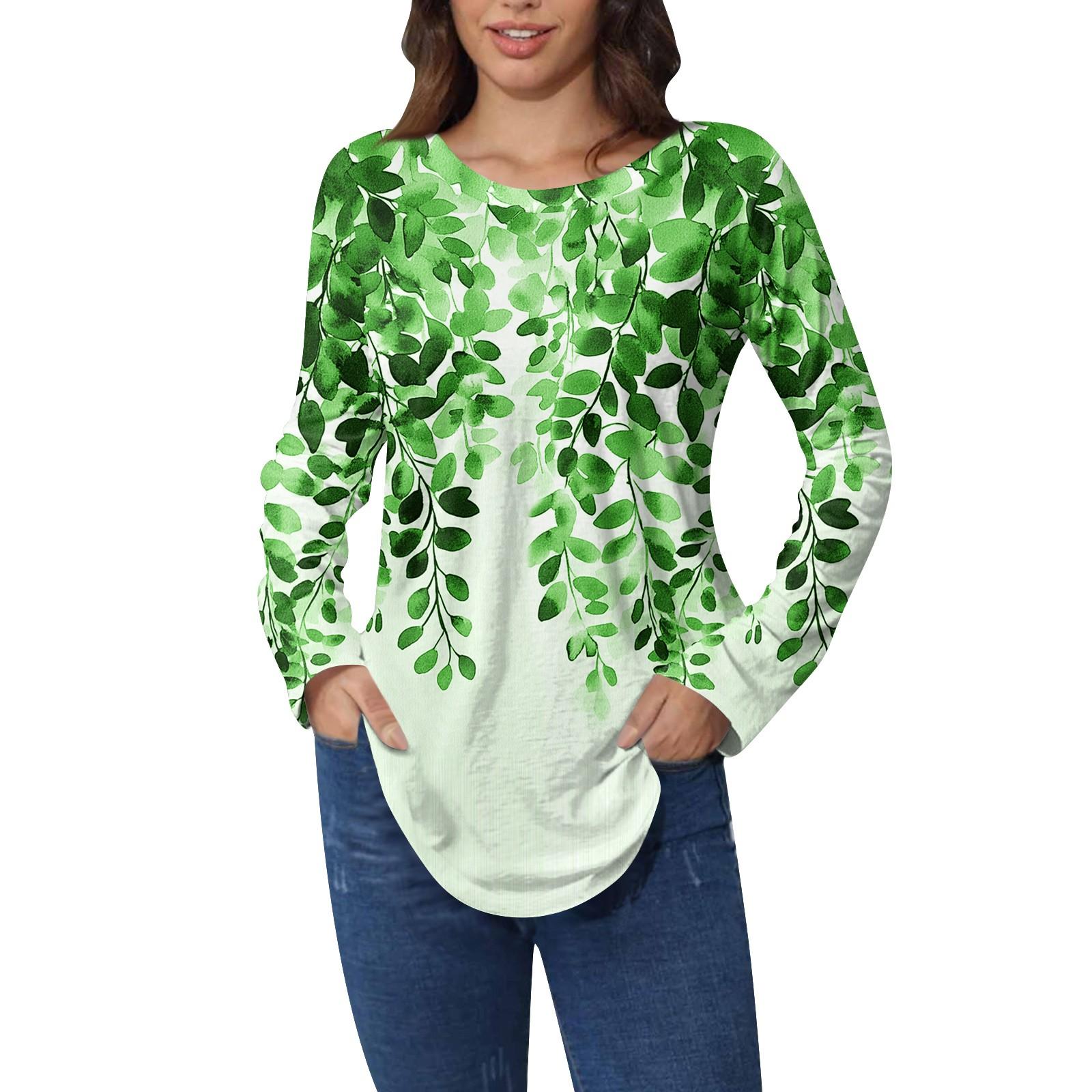 

Рубашки для женщин Милые винтажные узоры с принтом Футболка с длинным рукавом Туника Топы Хлопковые пуловеры S