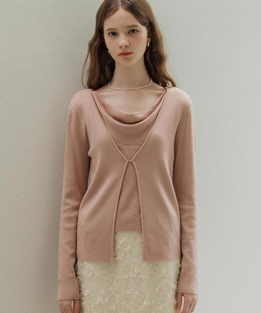 LAUTREDE MIN Cowl Buckle Pink Knit