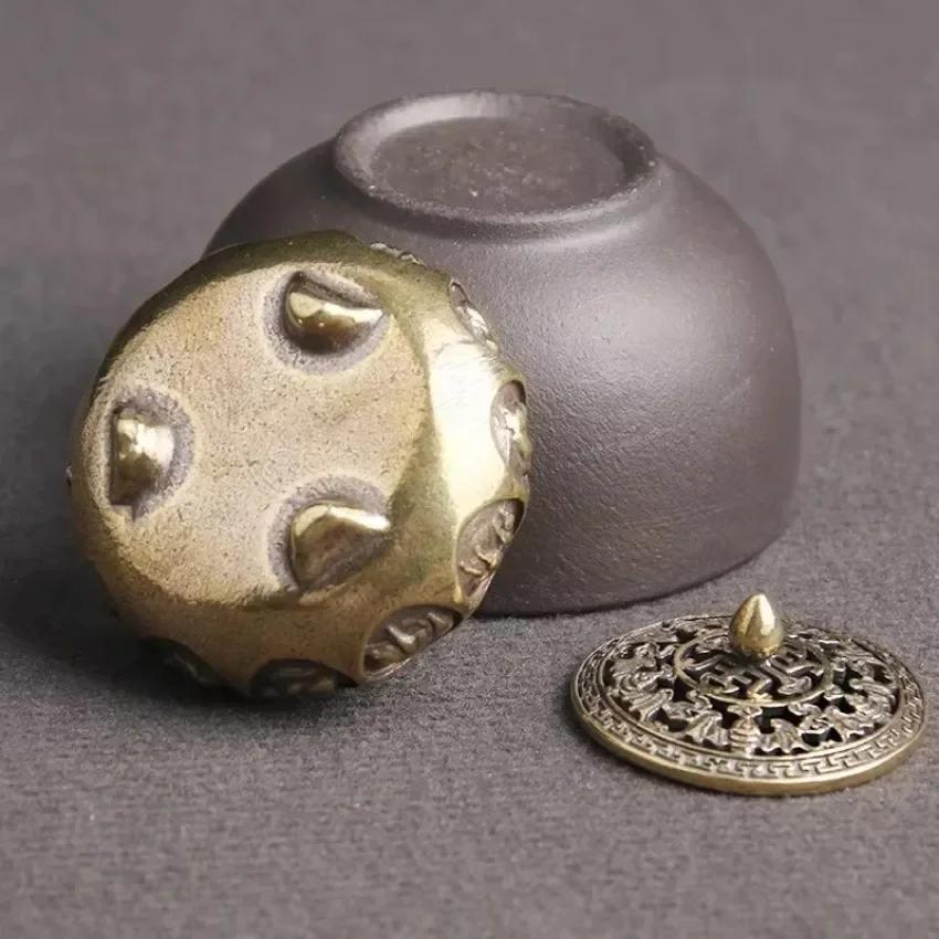 1 Pcs Retro Solid Color Incense Burners Ornament Suitable Home Office Sandalwood Holder Supplies Antique Bronze Household Decor