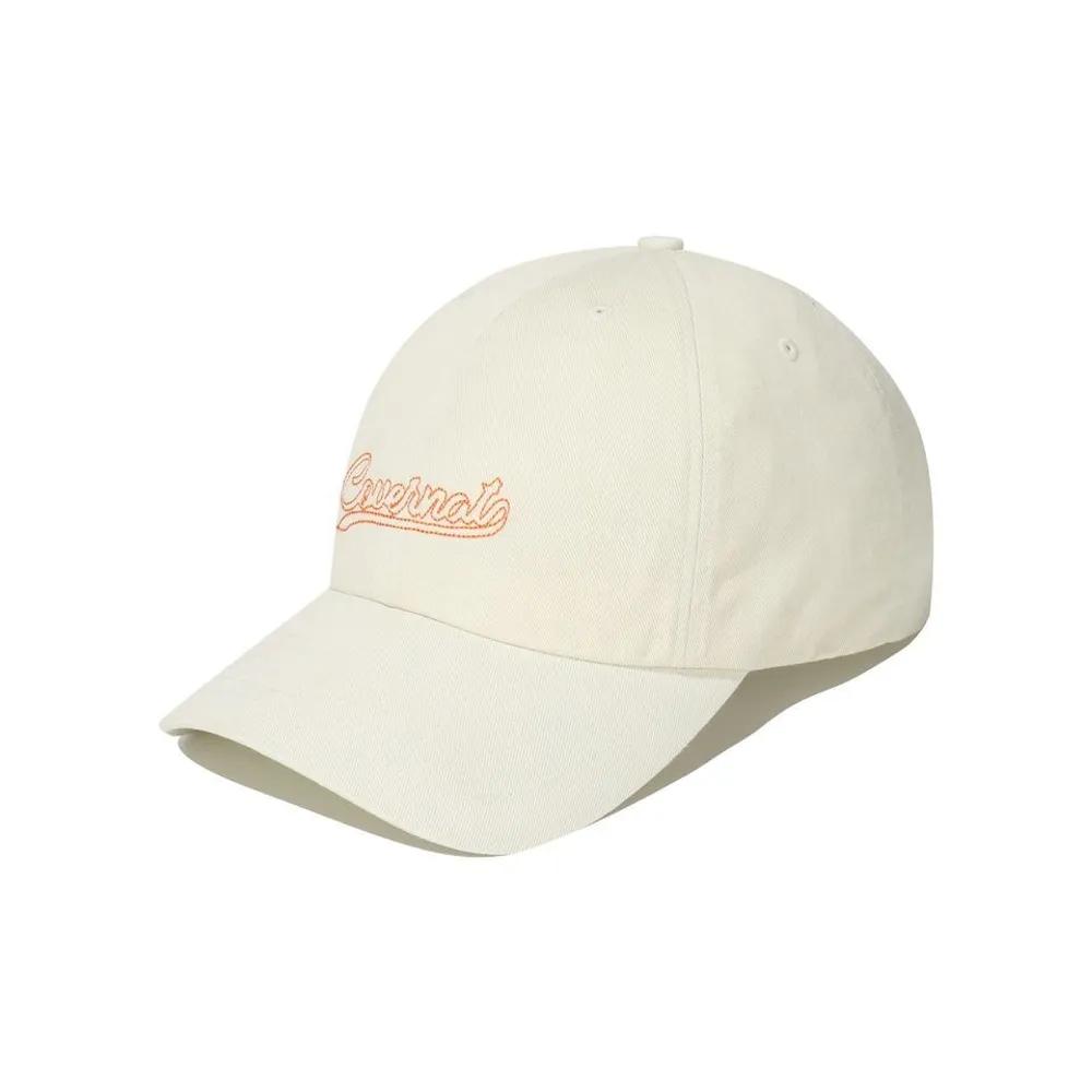 Beige Stitch Logo Washed Ball Cap F
