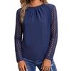 Autumn European and American Style Round Neck Shoulder Sleeve Lace Splicing Shirt Temperament Elegant Commuter Top