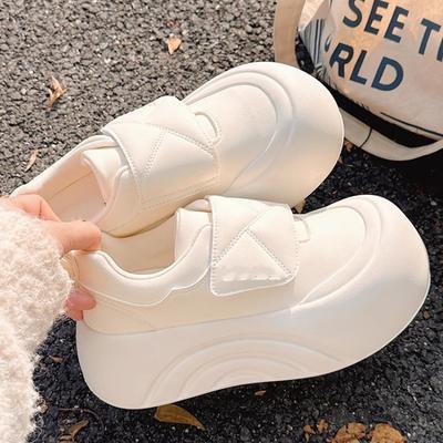 Velcro Thick-soled Muffin Heightening Ugly Cute Big Head Little White Shoes Children Summer Spring and Autumn New Board Shoes