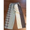 Korean Version of High-end Splicing Plaid Straight Niche Pajama Pants Women's 1011 Summer New Loose and Thin Home Trousers