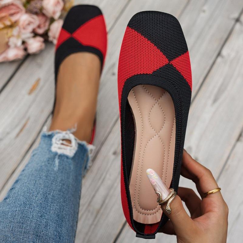 Fashion New 2025 Women's Flat Shoes Fashion Leisure Comfortable Walking Large Size Pointed Shallow Elastic Knitting Face Versatile