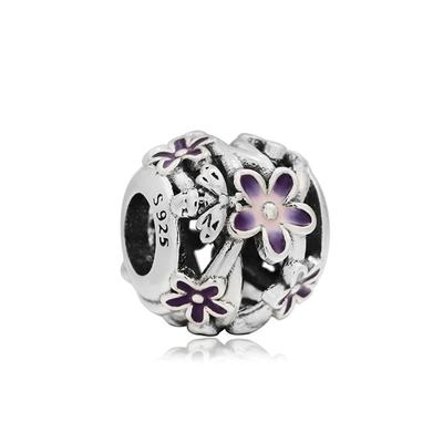 925 Sterling Silver Bead Garden Openwork Purple Daisy Charm Comfortable To Wear Fit Original Fashion Bracelet Women Jewelry Gift