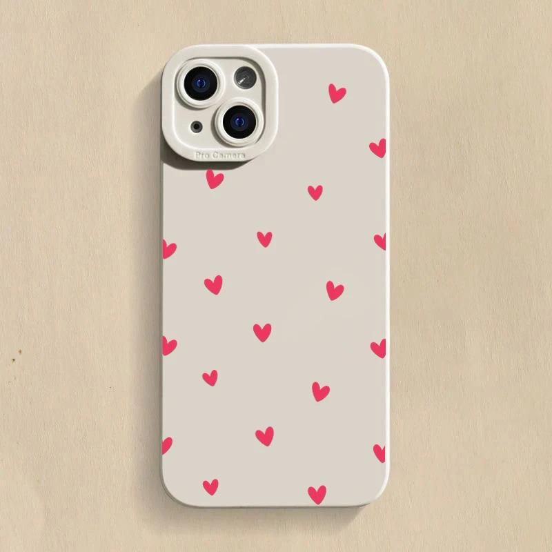 

Black Love Heart Drop-Proof Phone Case for iPhone 11-16, Trendy Full Coverage 15
