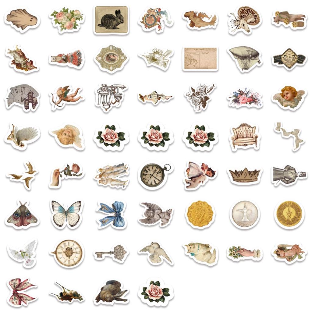 53 Wasserdichte Aufkleber im Retro-Court-Stil: Vintage-Dekor für Tassen, Telefone und Computer