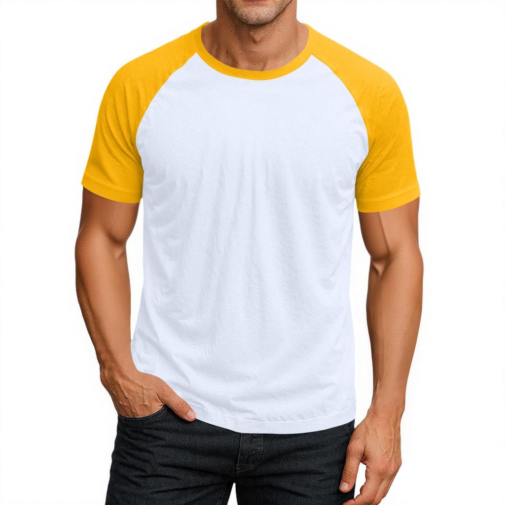 Men's Round Neck Contrast Color Raglan Short Sleeve Top T-shirt
