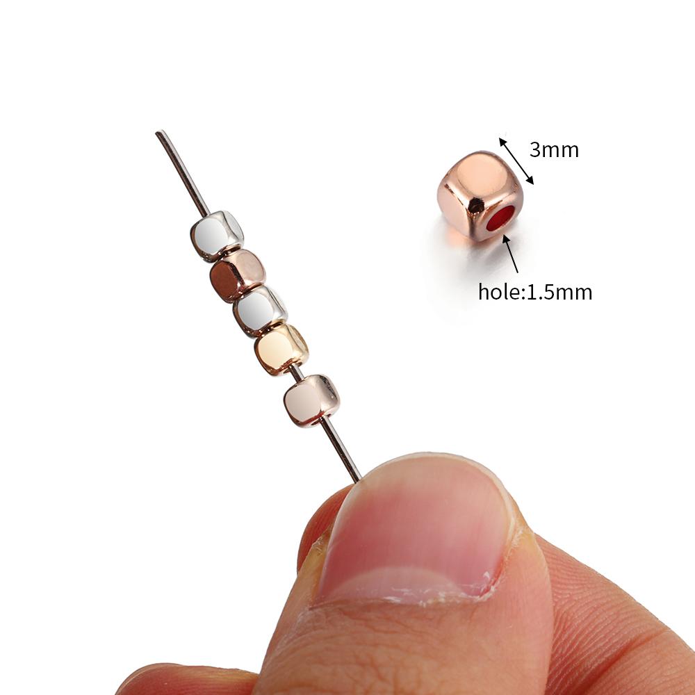 400pcs 3-4mm CCB Square Spacer Beads Rose Gold Color Mini Seed bead for Bracelet Necklace Jewelry Making DIY Needle Accessories