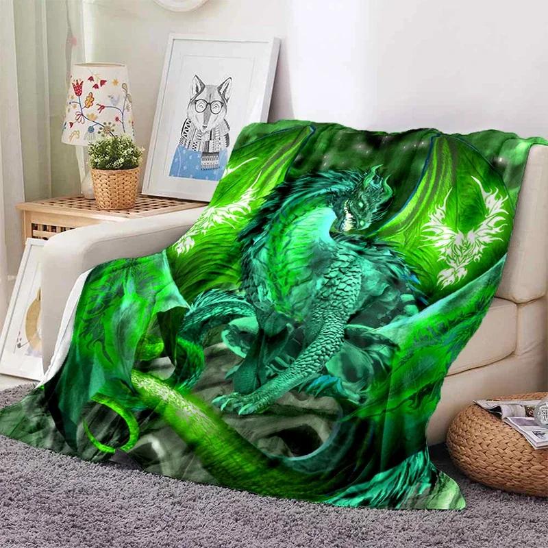 Colorful Dragon Pattern Flannel Throw Blanket Soft Cozy Lightweight Warm for Bedroom Sofa Couch Bed Decoration Teen Kids Gifts