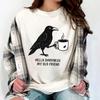 Raven Crow Coffee Shirt for Women Unisex Funny Gift for Coffee Lover Cotton Tshirt Womens Unisexs Oversized Comfort Colors Tee Top