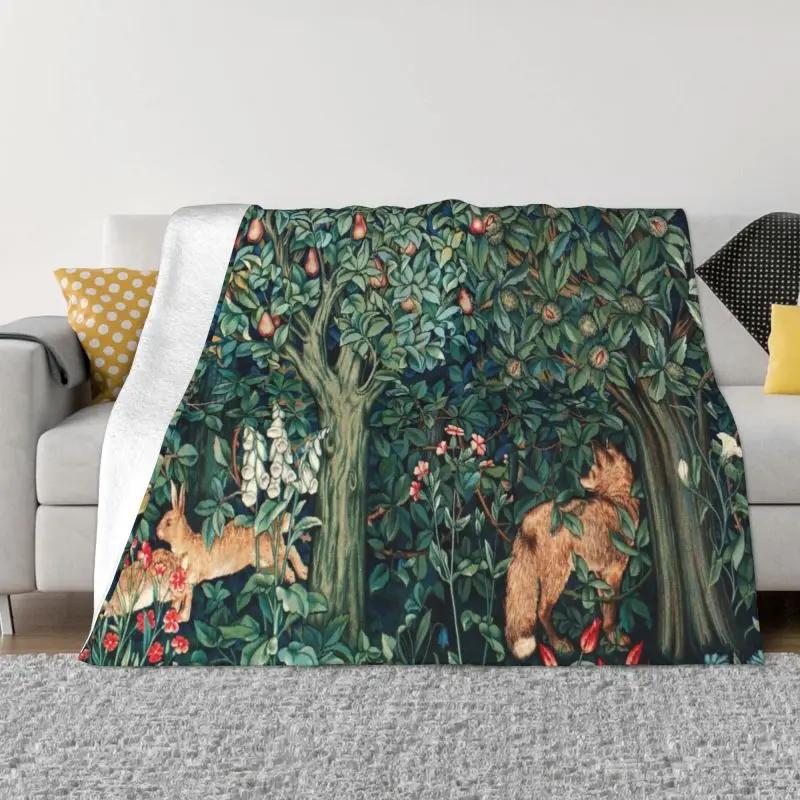 William Morris Deer Throw Blanket Sofa Fleece Warm Flannel Textile Pattern Blankets for Bedding Car Couch Bedspreads