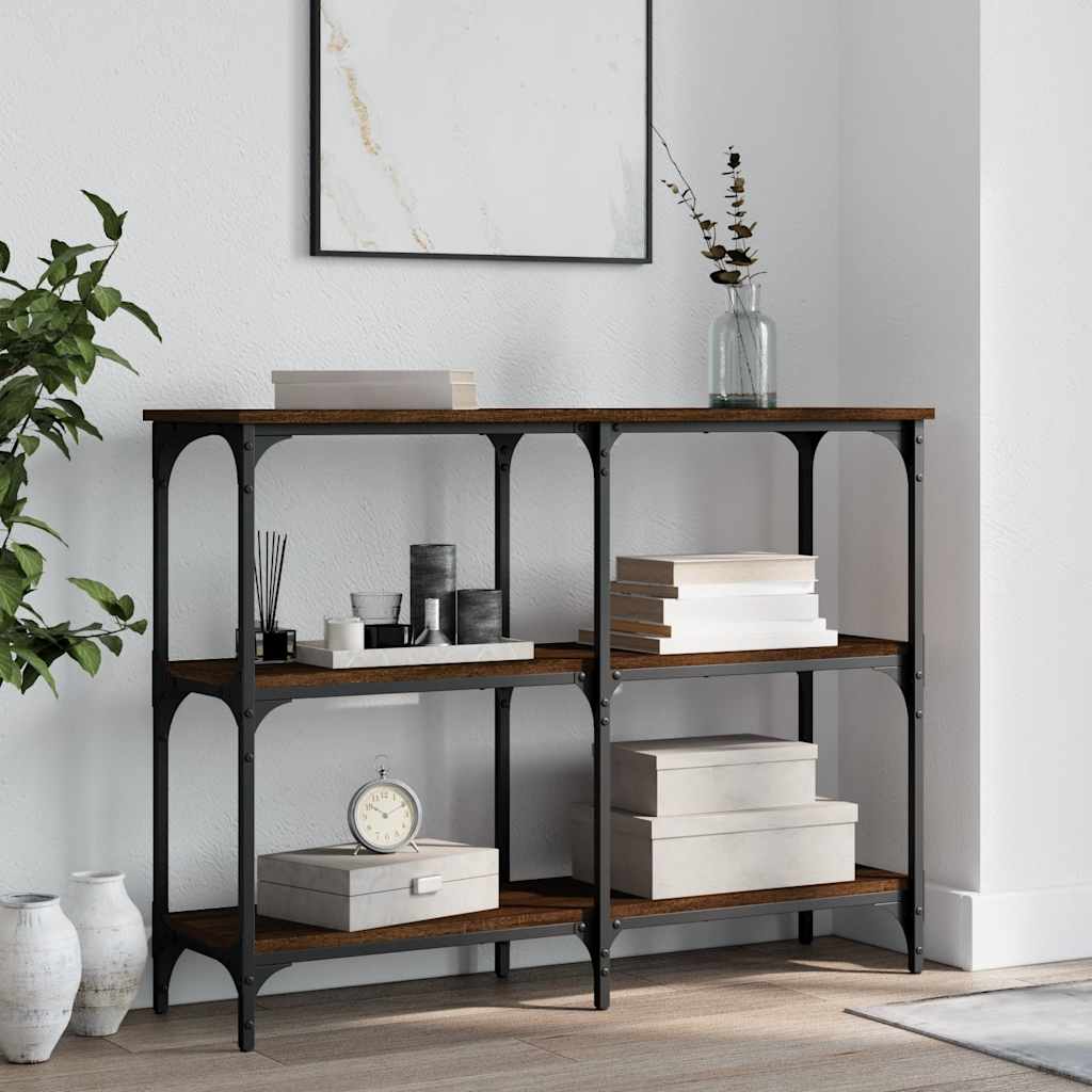Console Table Brown Oak Effect 100x29x75 cm Particleboard