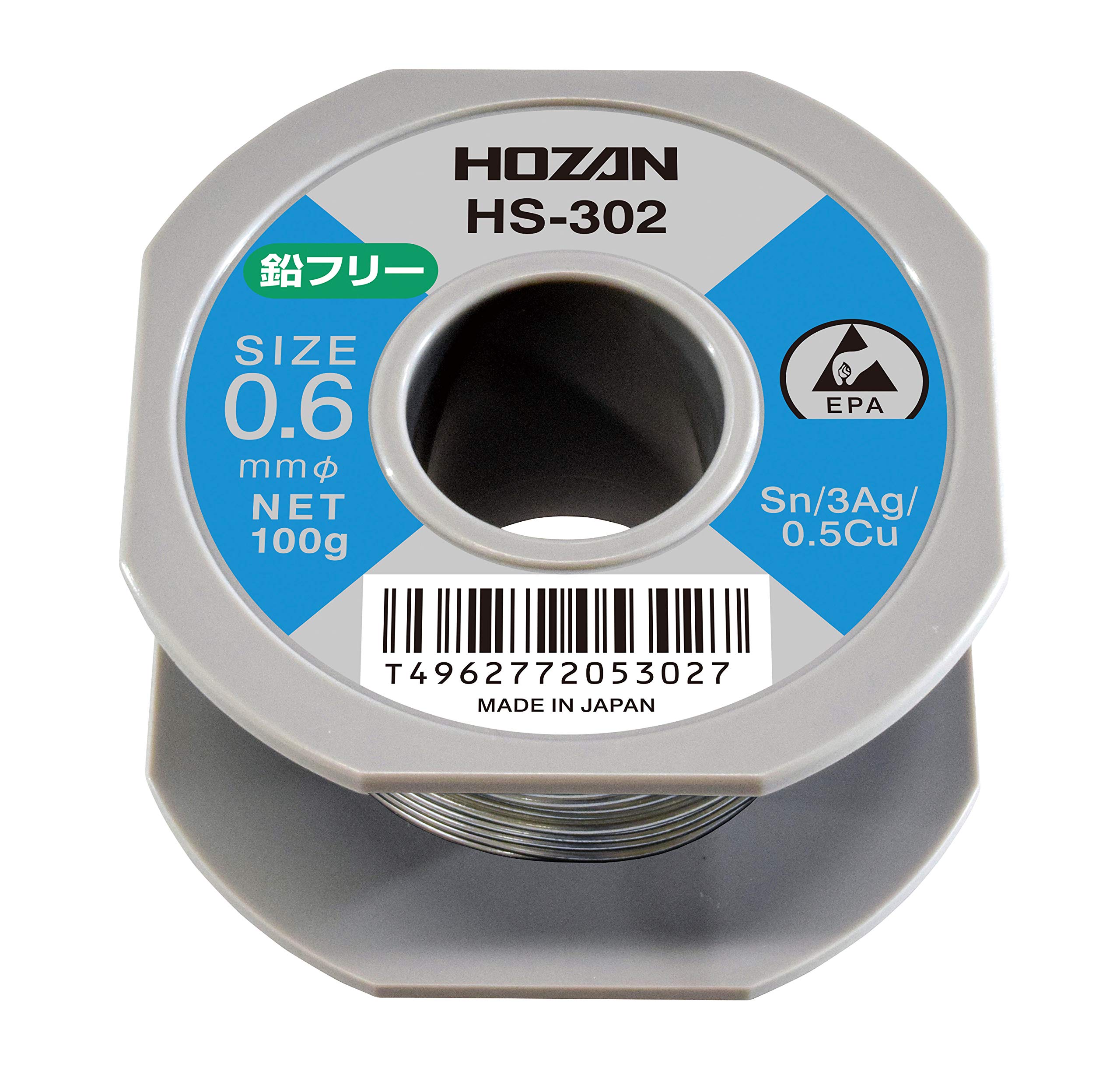 

HOZAN Lead-Free Solder, Sn-3Ag-0.5Cu, 0.6mm Diameter, 100g, HS-302