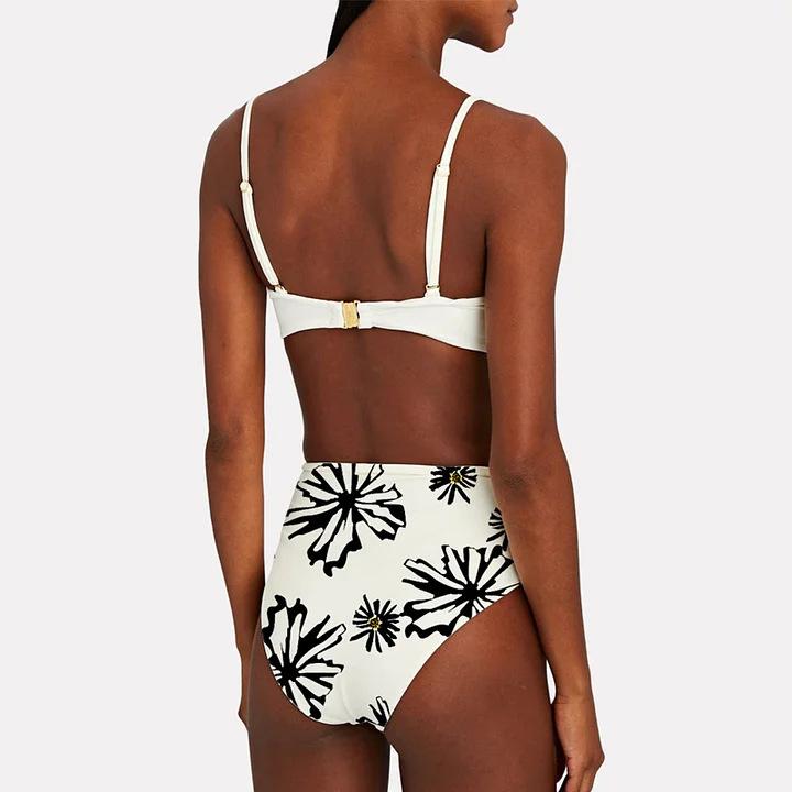 1011 Europäisches und amerikanisches neues Bikini-Blumen-Dekorationsdruck-Split-Badeanzug- und Wickelrock-Set 1111