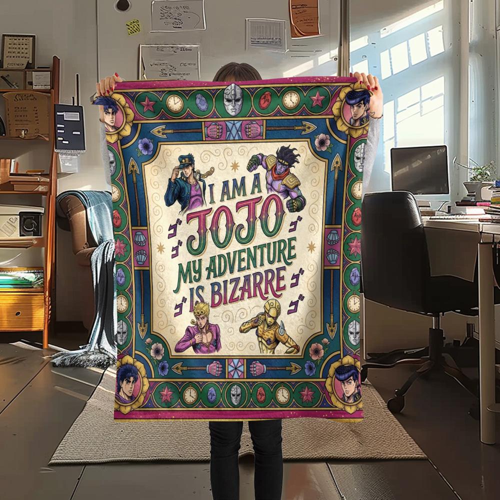 1 Stück Jojo's Bizarre Adventure Gemusterte Flanelldecke Geeignet für Alle Jahreszeiten Für Heimdekoration Wärme Und Komfort Geschenke Weihnachtsgeschenk