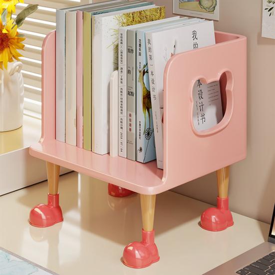 Yousheng Cute Bookends Organizer for Desk Pastel Kids Book Holder Shelf with Multi-Compartment, Anti-Tip Base & Open Design, Study Decor for Textbooks