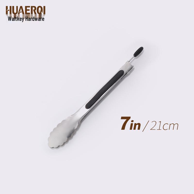 Stainless Steel Anti-Scald Steak & Barbecue Tongs - Multifunctional Kitchen Tool 7 inches, Plum Blossom, 0.5mm чёрный