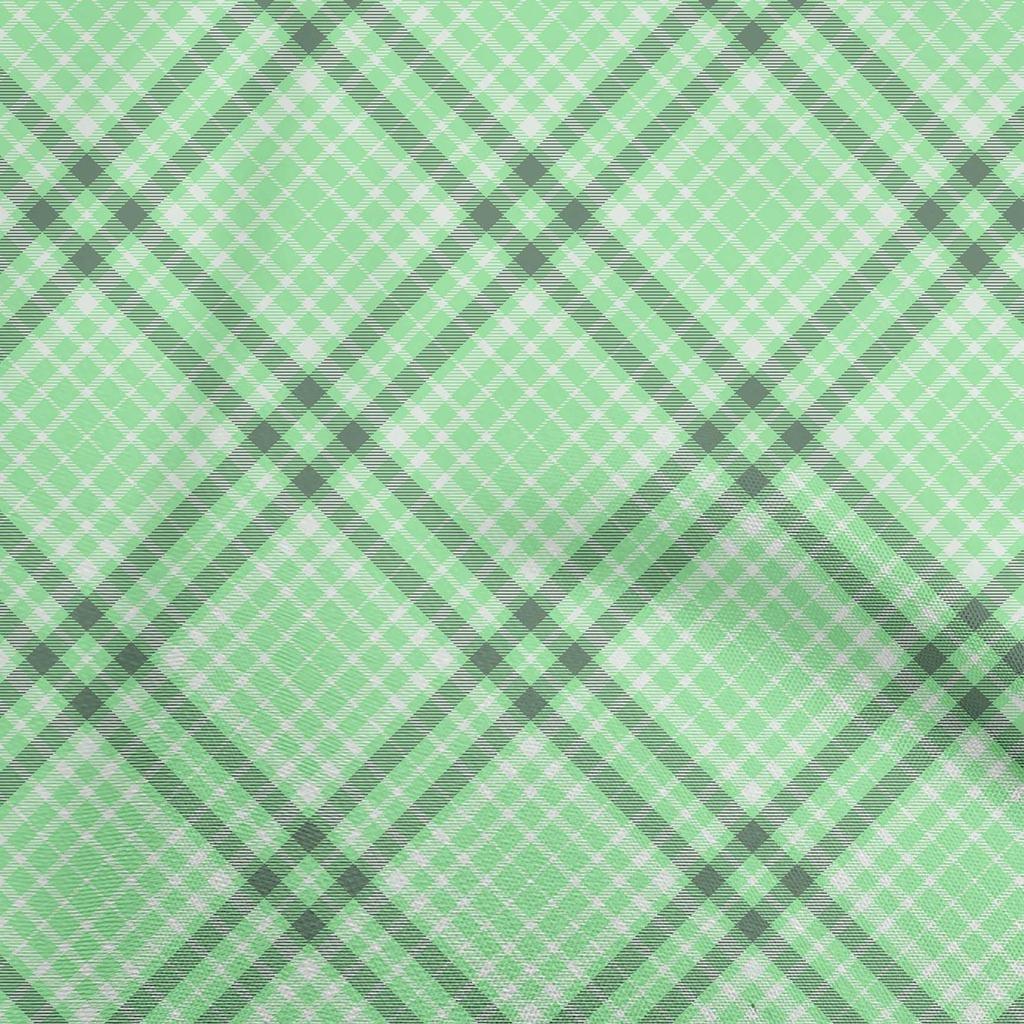 oneOone Cotton Flex Light Green Fabric Plaid Sewing Material Print Fabric By The Yard 40 Inch