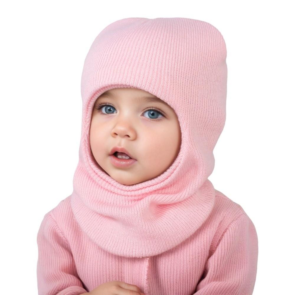 Solid Color Kids Integrated Scarf Cap Warm Baby Balaclava Hat Baby Hooded Beanie Severe Weather