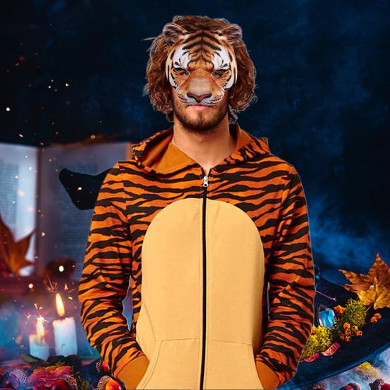 כיסוי פנים דקורטיבי ריאליסטי מ-EVA צורת טיגריס חמוד להאלווין אביזרי מסיבה