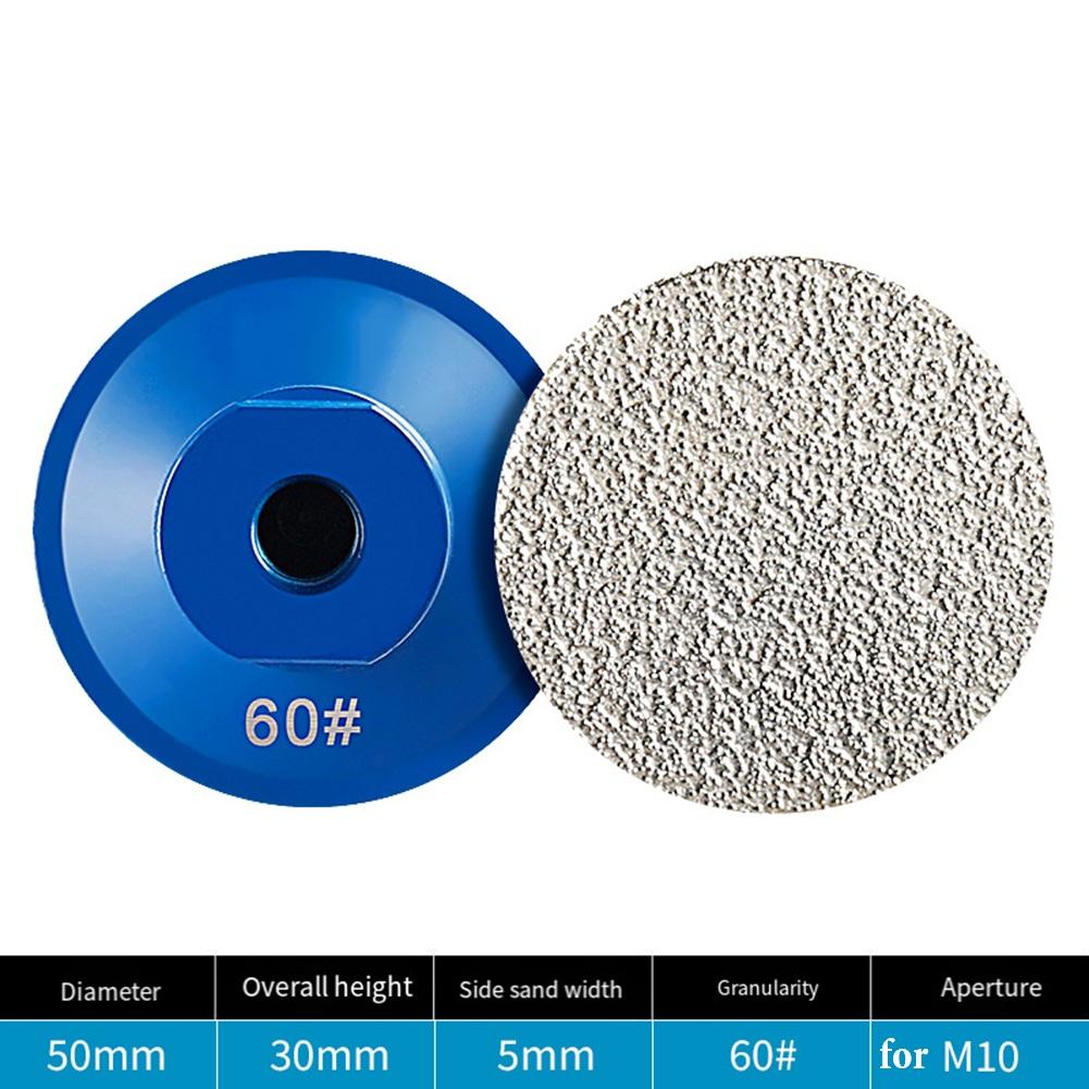 1pc 45/60/100Grit Grinding Wheel 50mm Brazed Flat Grinding Head Marble Stone Trimming Polishing Disc Abrasive Pad Power Tool