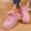 Pink Women's Sneakers 2026 Spring and Autum New Niche Fashion Design Thick-Soled Bread Shoes Students Versatile Casual Sneakers