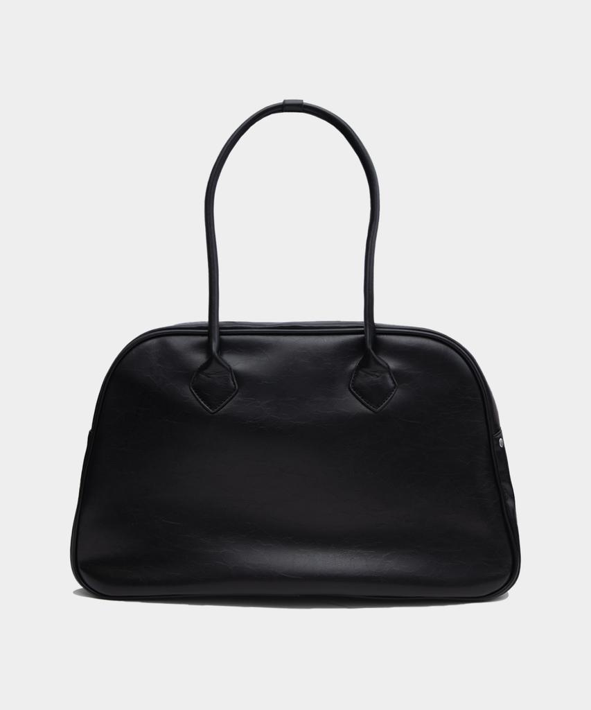 Macoi Leather Classic Long Handle Big Shoulder Bag [Black]