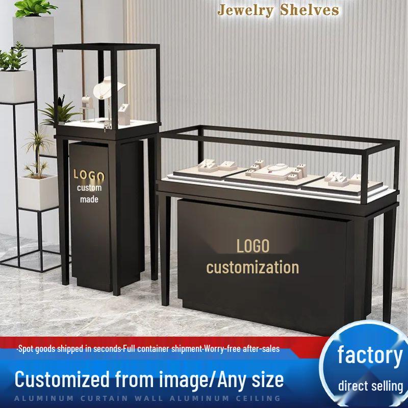 Luxury Gold Jewelry and Jade Eyewear Display Cabinet