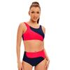 Farbblock-Split-Badeanzug für Damen, sexy, rückenfrei, hoher Taillen-Triangel-Bikini-Badeanzug