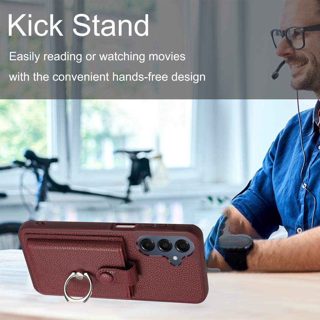 Pouzdro pro Samsung Galaxy A17 5G/A26 5G s kruhovým stojánkem, typ kresby, sloty na karty, kožený zadní kryt