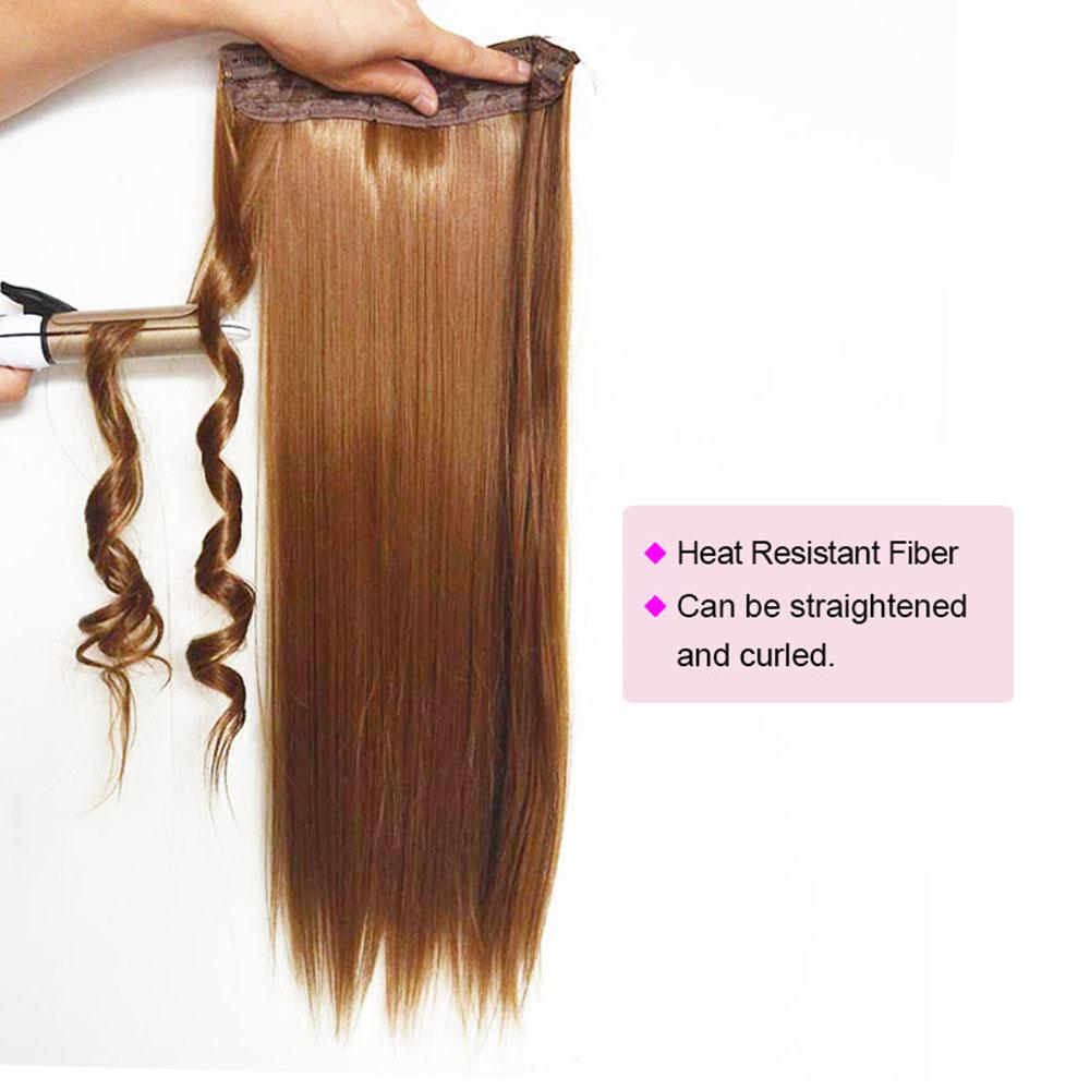 Synthetic Hair Extension Clip Ins One Piece With 5clips Long Straight Hair Brown Blonde Color For Women Daily Use