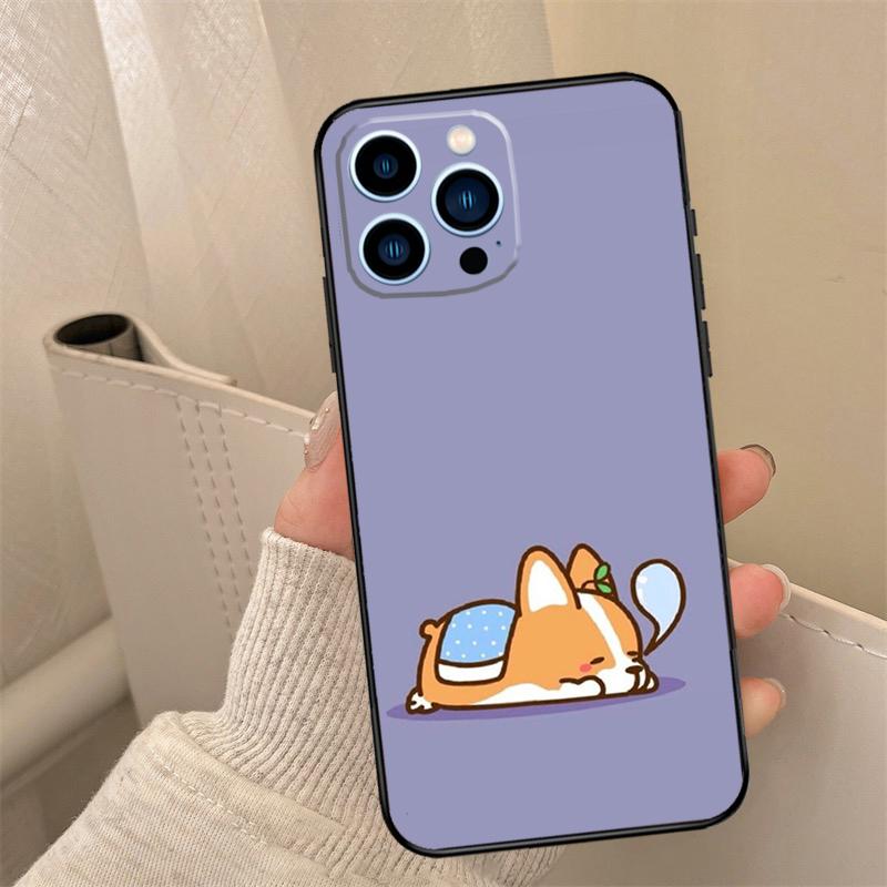 Cartoon Corgi Phone Case For iPhone 16 15 14 11 12 13 17 Pro Max mini 15 16 Plus 16e 17 Air Cover Coque