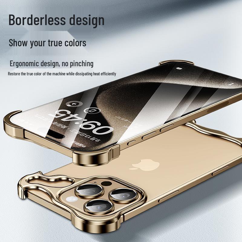 iPhone 16/17 Pro Max Air Irregular Metal Border Protective Case with Heat Dissipation