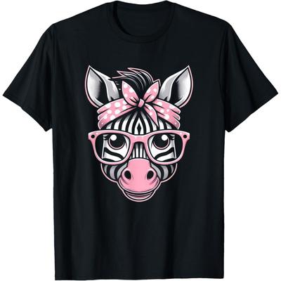 Zebra Pink Bandana Glasses T-Shirt