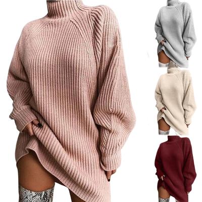 Herbstmode Damen Strickwaren Raglanärmel Stehkragen Damenpullover