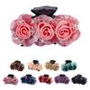 Non-slip Crossing Teeth Women Hair Claw Flower Beads Decor Bow Bath Hair Claw Styling Tool