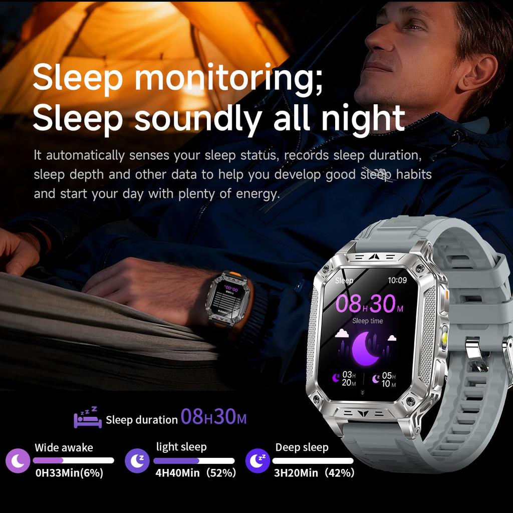 2026 Nouvelle Montre Connectée Homme Améliorée Capacité de Batterie 1400mAh GPS Fréquence Cardiaque Lampe de Poche Appel BT Étanche 10ATM AMOLED HD Smartwatches
