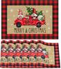 4/6pcs Christmas Truck Snowflake Gnome Print Single-Sided Linen Placemat Set for Holiday Table Decor