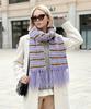 Dolly Para Warm Striped Knit Wool Scarf with Fringe, Winter Cold Protection Accessory (Purple)