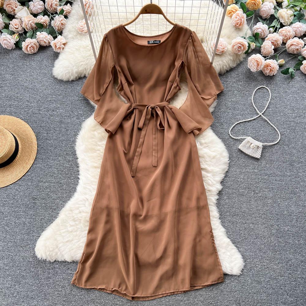 

Новое летнее праздничное платье во французском стиле Kikyo, женское длинное платье с короткими рукавами и необычным темпераментом One Size