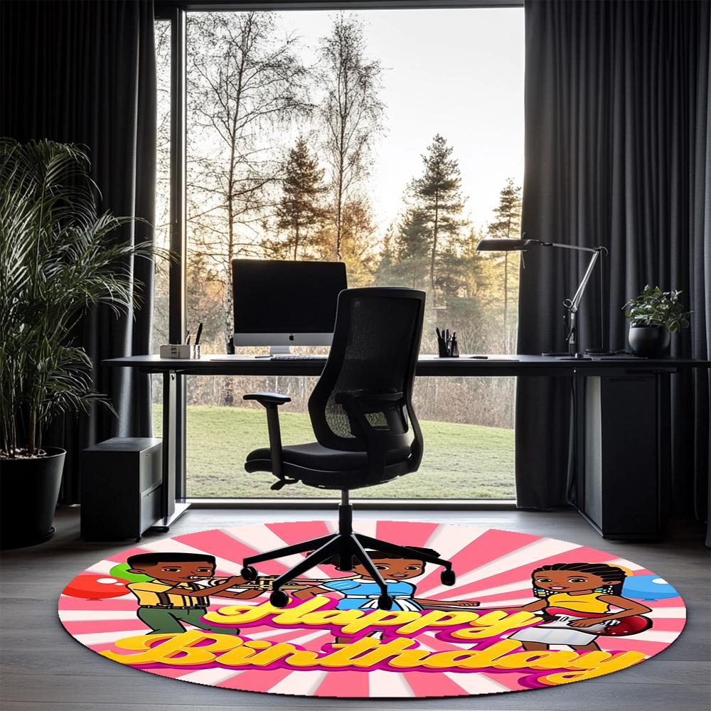 Gracie's Corner Printed Round Rug Carpet Chair Rug Area Rug Entryway Doormats,for Office Chair Living Room Bedroom Kitchen Room.