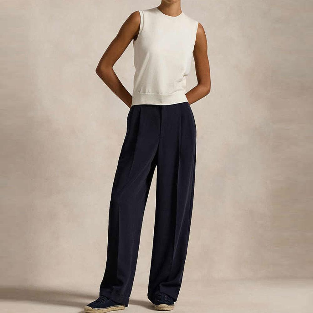 Polo Ralph Lauren Solid Color Sleeveless Crew Neck Knit Vest Women Tops White WMPOSWENC021156-101