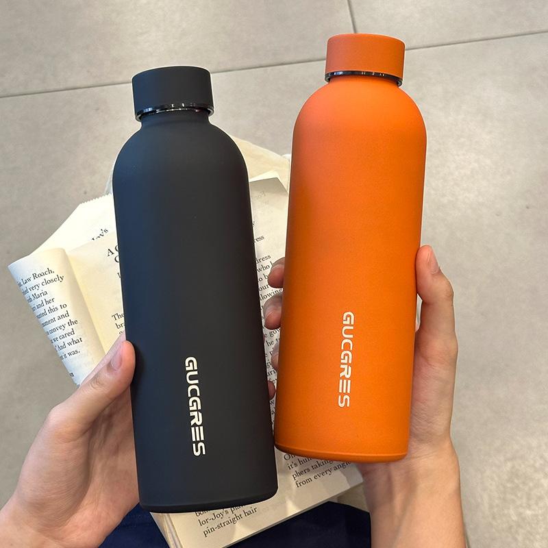 520ml Insulated Bottle Solid Color Stainless Steel Jug with Lid Large Capacity Ice Coffee Cup Portable for Driving Travel Home