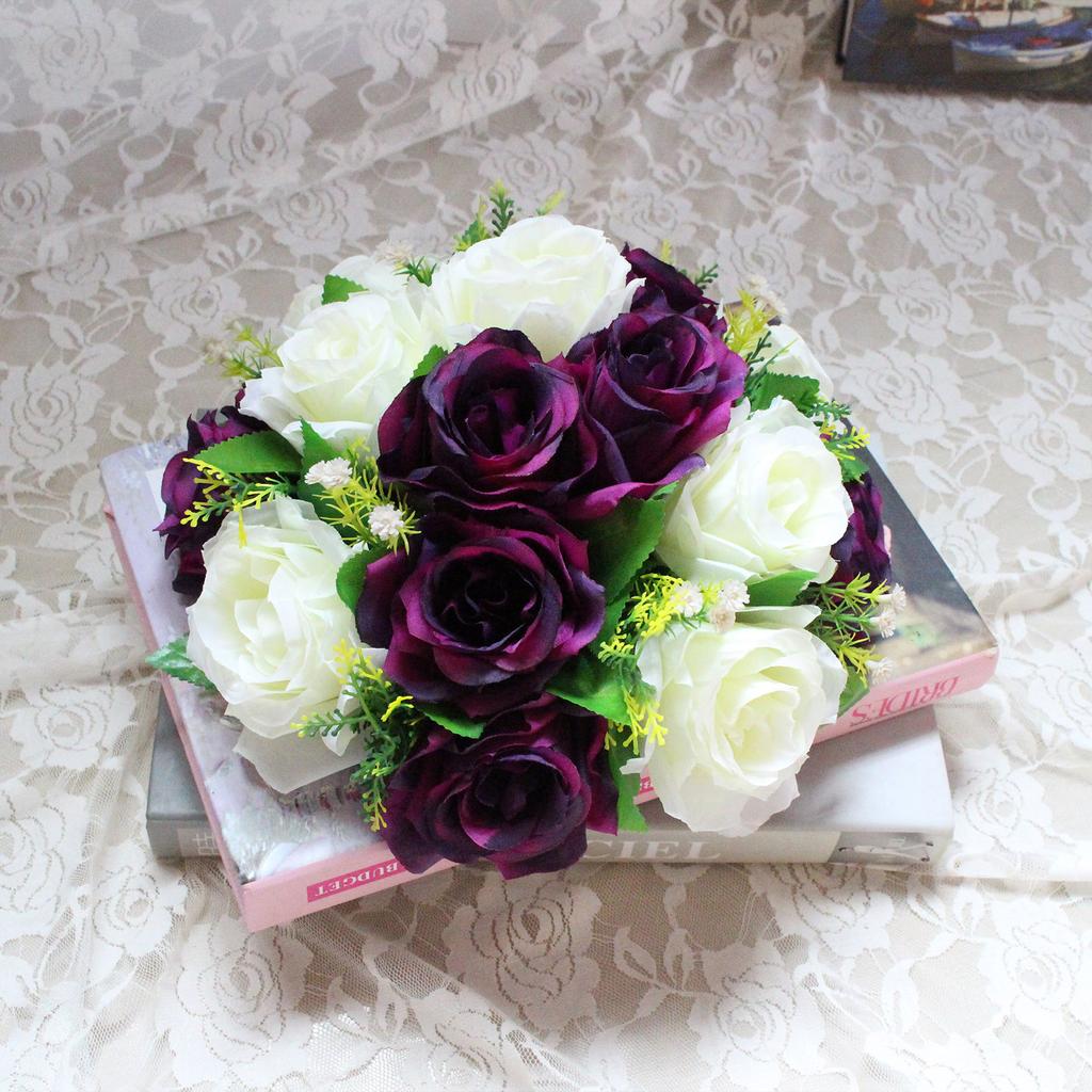 Künstliche Blumenkugel Realistisch 15 Köpfe Blumenkugel Arrangement für Hochzeitsmittelstück Dekoration