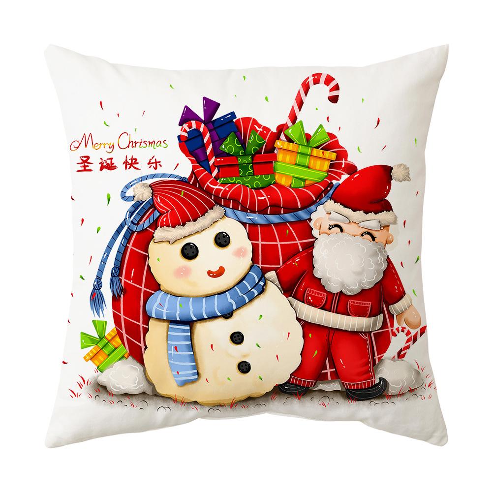 Christmas Pillow Case Decorative Cushion Pillow Cross-border Sofa Print Elk Cushion Holiday Gift Can Be Customized